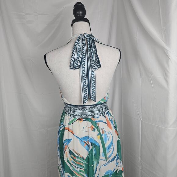 Jealous Tomato Halter Maxi Dress Women Small White Tropical Boho Resort Vacation - Picture 5 of 11